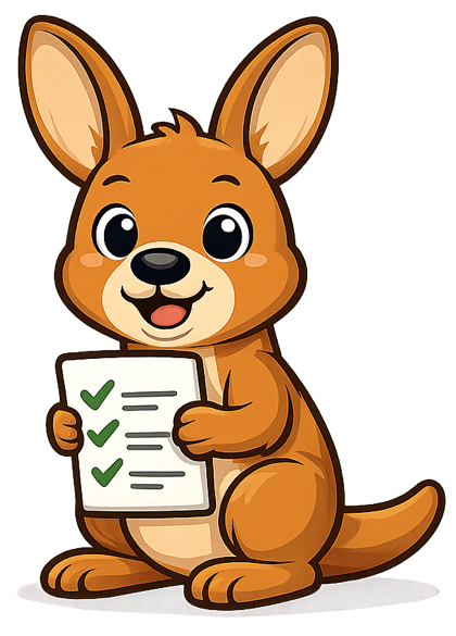 The Covallaby wallaby holding a coverage checklist